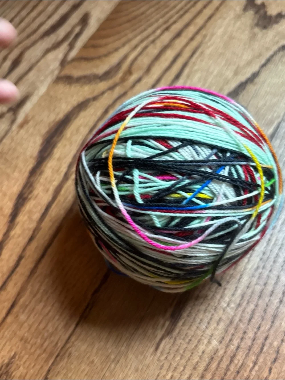 Yarn Fingering Hand Dyed Rainbow Wool Blend 105g Mint Black Knitting Crochet